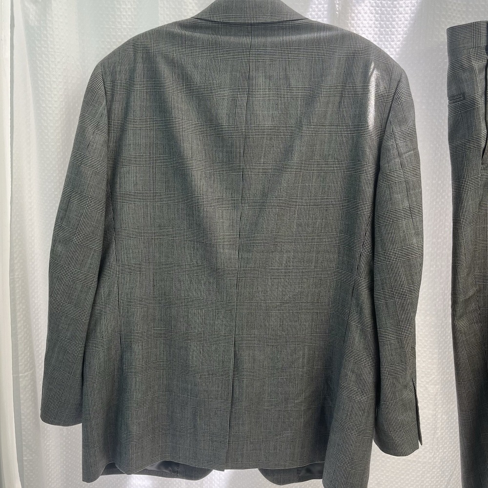 Jos. A. Bank Signature Collection 100% Wool Black Gray Glen Plaid Suit 46R 41x29 - Picture 11 of 11